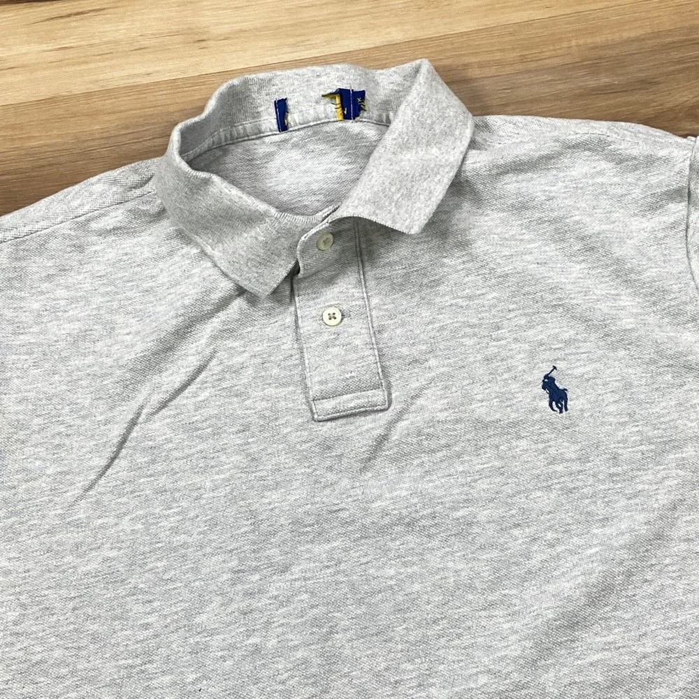 Polo Ralph Lauren Polo Shirt Men XL Classic Cotton Pique Gray Minimalist Casual
